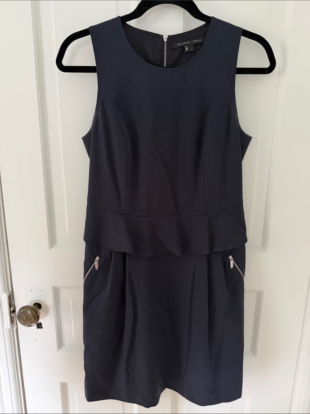 Theyskens' Theory Navy Sleeveless Peplum Mini Dress